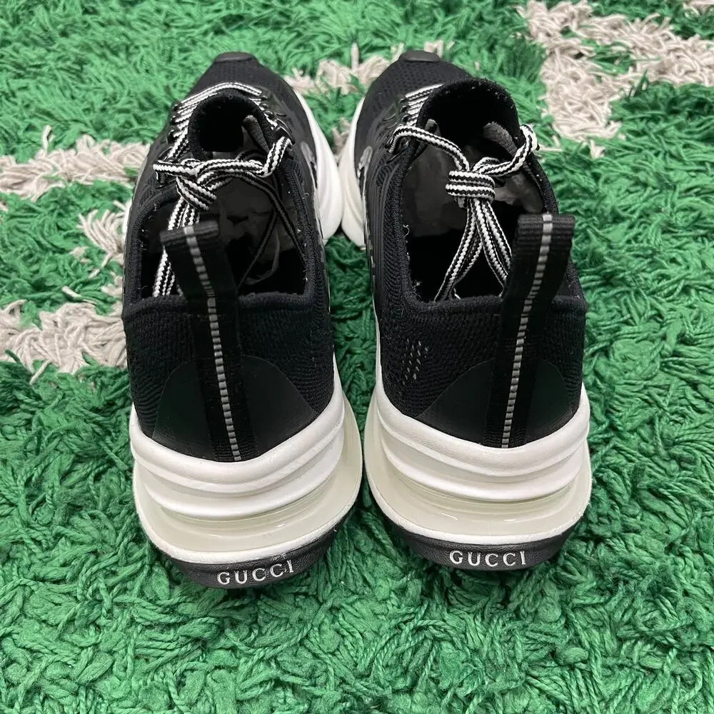 Gucci Run Tech GG Interlocking Logo Black Sneakers Shoes size US 10 Pre Owned